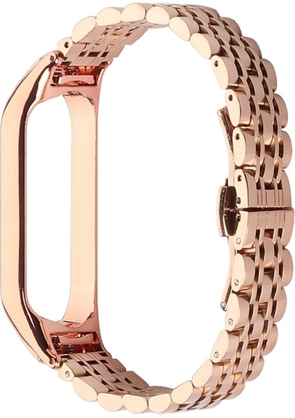 puluz Xiaomi Mi Band 4 / 3 Için Paslanmaz Çelik Kordonlu Saat Rose Gold (Yurt Dışından)