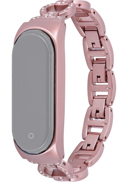 puluz Xiaomi Mi Band 6 / 5 Için 8 - Şekilli Elmas Alaşımlı Kordonlu Saat Pembe (Yurt Dışından)