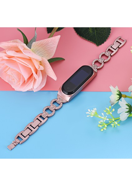 puluz Xiaomi Mi Band 6 / 5 Için 8 - Şekilli Elmas Alaşımlı Kordonlu Saat Pembe (Yurt Dışından) fırsatları