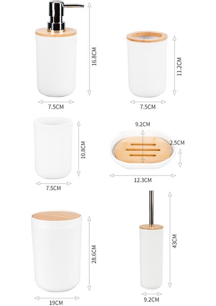 6 Adet Banyo Aksesuar Seti Sabun Dağıtıcı Losyon Şişesi Tezgah Yurt Için Beyaz (Yurt Dışından) fiyatları