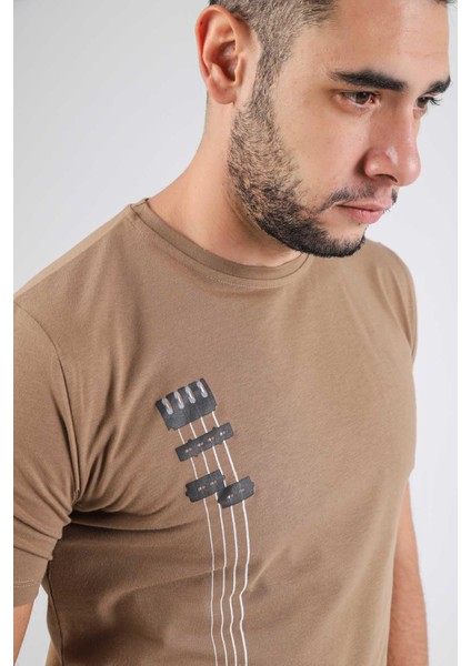 Özel Tasarım Erkek Tişört Müzik Konsepti Baskılı Bas Strıngs