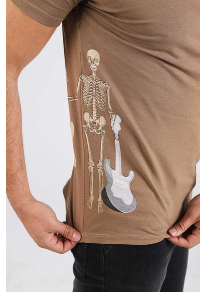 Özel Tasarım Erkek Tişört Müzik Konsepti Baskılı Rocker Skeleton modelleri