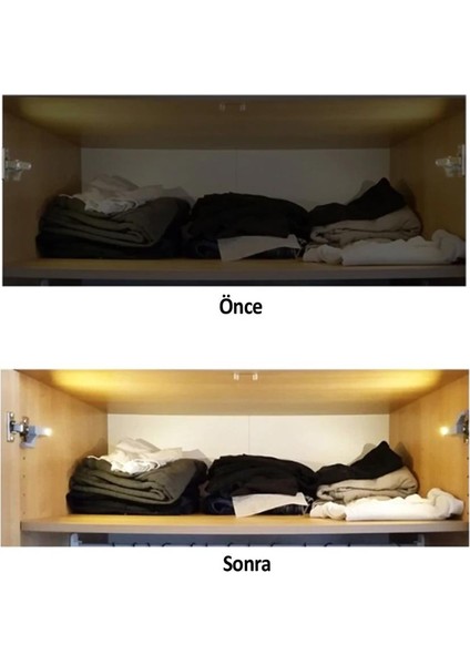 Gardrop Mutfak Dolap Içi Sensörlü Beyaz LED Işık Aydınlatma 2li Menteşe Üstü Enerji Tasarruf Lamba indirimleri