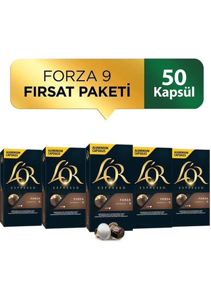 - Forza - Intensity 9 - Nespresso Uyumlu Kapsül Kahve Fırsat Paketi 10 x 5 Paket (50 Adet)