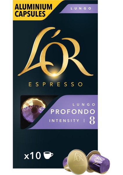 L'OR Lungo Profondo Intensity 8 Nespresso Uyumlu Alüminyum Kapsül Kahve Fırsat Paketi 10 Adet x 3 Paket