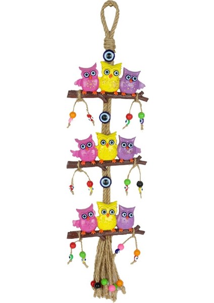 Incirop Renkli Baykuş Duvar Süsü , Dekoratif Bahçe ve Balkon Süsü