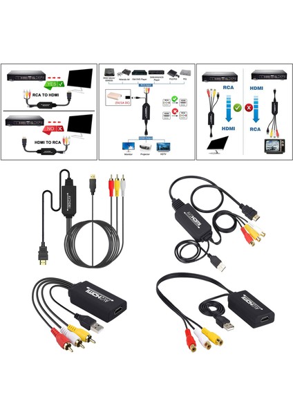3rca Cvbs HDMI Rca Kablo Adaptörü HDMI Rca Dönüştürücü Pc Dizüstü DVD Tipi Tip A (Yurt Dışından)