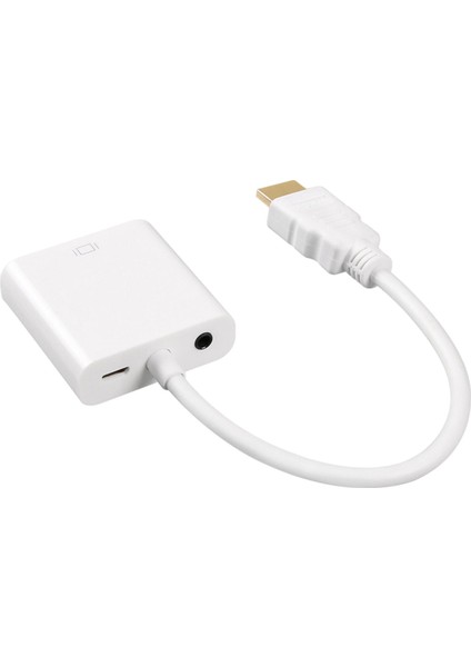 HDMI Kablosu HDMI Için VGA 1080P Video Kablosu Masaüstü Pc Için Beyaz Ses Güç Beyaz Ses Gücü (Yurt Dışından)