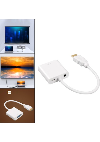 HDMI Kablosu HDMI Için VGA 1080P Video Kablosu Masaüstü Pc Için Beyaz Ses Güç Beyaz Ses Gücü (Yurt Dışından) modelleri