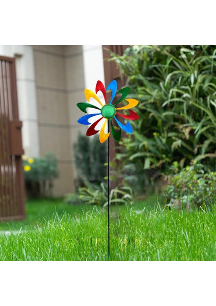 Metal Demir Renkli Gökkuşağı Fırıldak Rüzgar Spinner Bahçe Dekorasyon (Yurt Dışından) modelleri