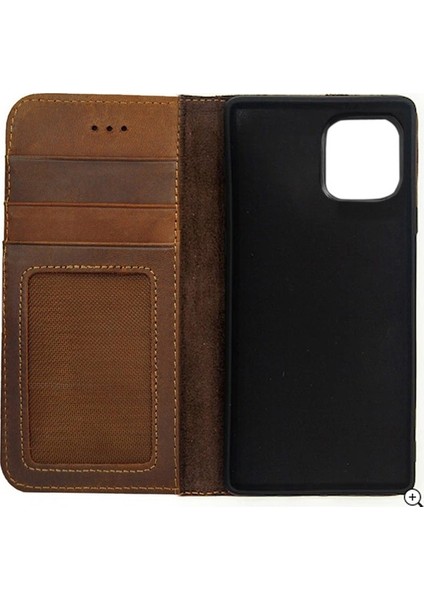iPhone 11 Kılıf Cüzdan Hakiki Eskitme Mıknatıslı Standlı El Yapımı Kahverengi