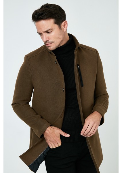 Slim Fit Pamuklu Kaşe Kaban Erkek Kaban 5840099