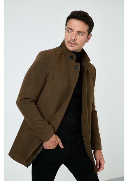 Slim Fit Pamuklu Kaşe Kaban Erkek Kaban 5840099