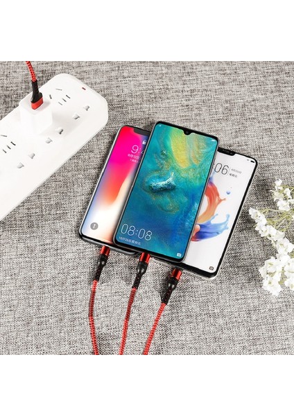 iPhone Uyumlu Için 3 In 1 Veri USB Kablosu Hızlı Şarj (Yurt Dışından)