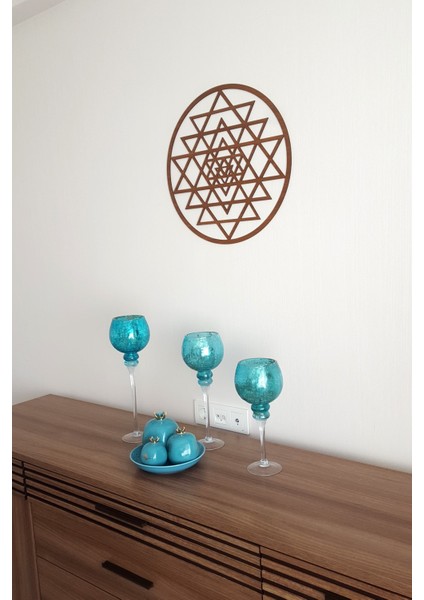 Ahşap Sri Yantra Ahşap Desenli Ceviz Tablo Duvar Süsü Dekorasyon fiyatları