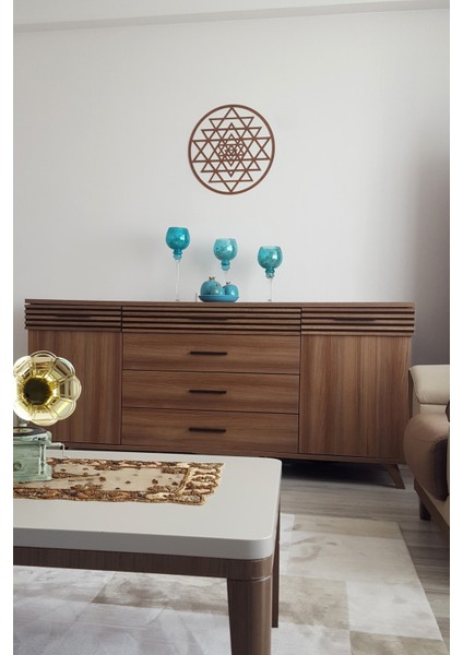 Ahşap Sri Yantra Ahşap Desenli Ceviz Tablo Duvar Süsü Dekorasyon modelleri