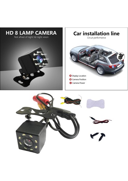 Ccd Hd Araba Dikiz Kamera Evrensel Yedekleme Park Ters Kamera 8 LED (Yurt Dışından)