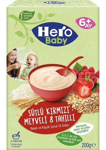 Kaşık Maması 200GR Sütlü Kırmızı Meyveli 8 Tahıllı (6 Lı Set) fiyatları