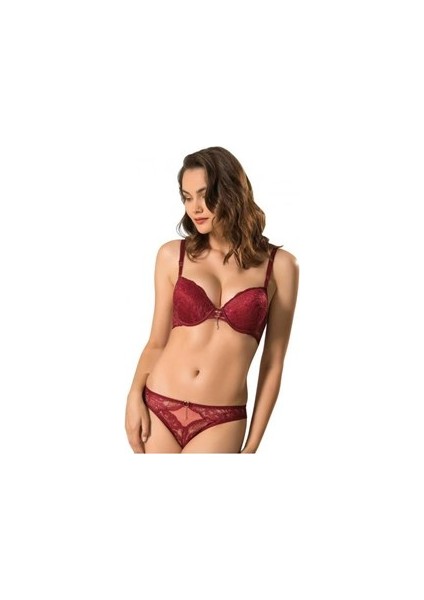 5040 Cybele Taşlı Sütyen Takım Dolgulu Bordo