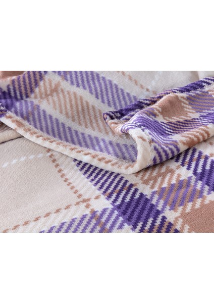 Antonin Çift Kişilik Welsoft Baskılı Battaniye - Bej / Mor modelleri