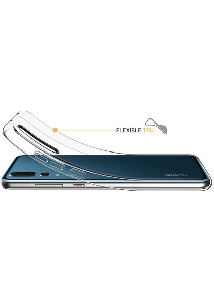 Huawei P20 Kılıf Ince Şeffaf Silikon Kılıf + Esnek Nano Cam modelleri