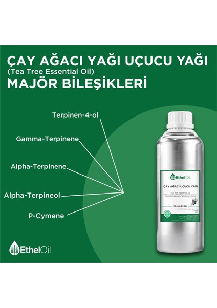 Çay Ağacı Uçucu Yağı Etheloil Saf ve Doğal Uçucu Yağ Üretici Firma 1 Lt