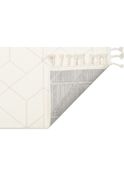 San Beyaz Geometrik Polyester Makine Oda Salon Halısı