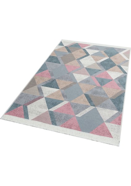 Leobendorf Mavi Geometrik Pamuklu Makine Oda Salon Mutfak Halısı Yolluk fırsatları
