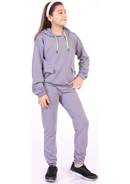 Toontoy Kız Çocuk Cepli Armalı Eşofman Takım