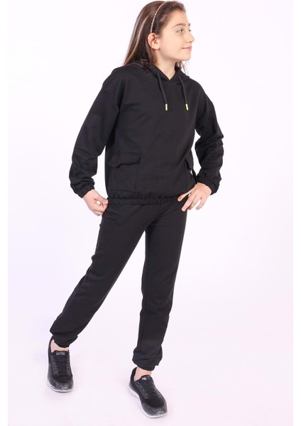 Toontoy Kız Çocuk Cepli Armalı Eşofman Takım