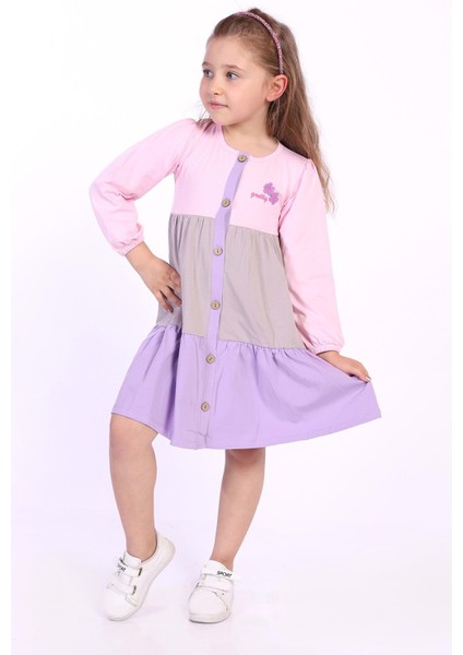 Toontoy Kız Çocuk Göğsü Pretty Nakışlı Elbise