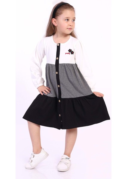 Toontoy Kız Çocuk Göğsü Pretty Nakışlı Elbise