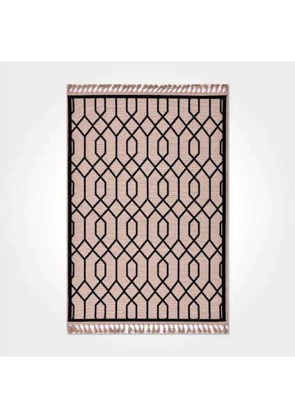 Russell Siyah Antrasit 160 x 230 Geometrik Akrilik Pamuk Kilim Dekoratif Halı