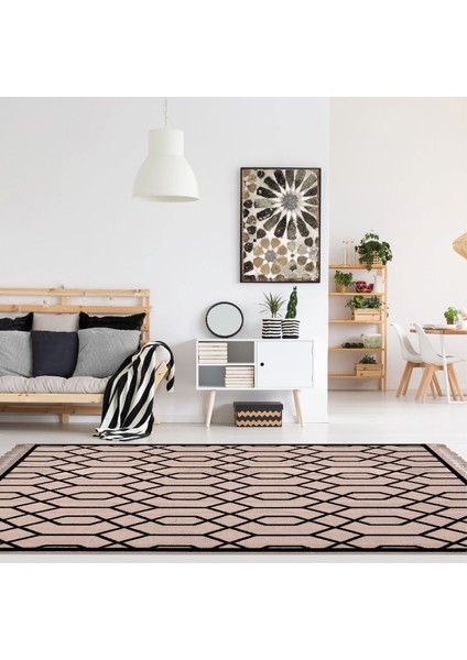 Russell Siyah Antrasit 160 x 230 Geometrik Akrilik Pamuk Kilim Dekoratif Halı fiyatları