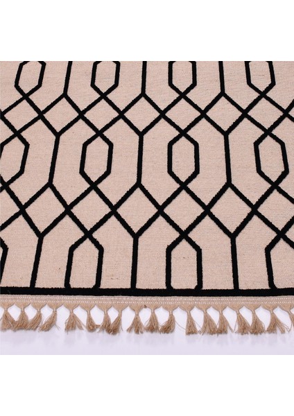 Russell Siyah Antrasit 160 x 230 Geometrik Akrilik Pamuk Kilim Dekoratif Halı modelleri