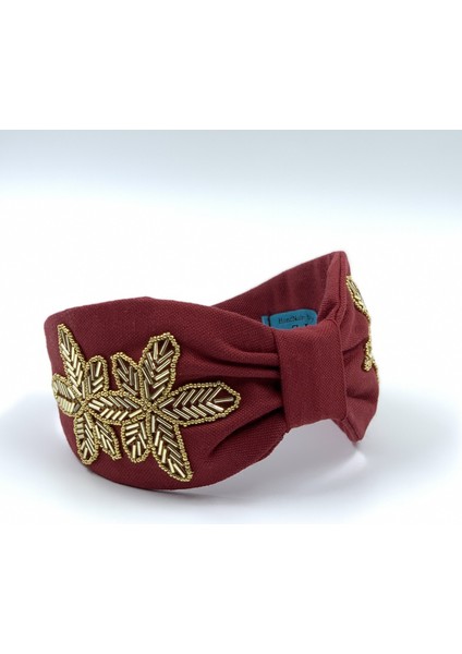 Helena Boncuk Işlemeli Bordo Taç