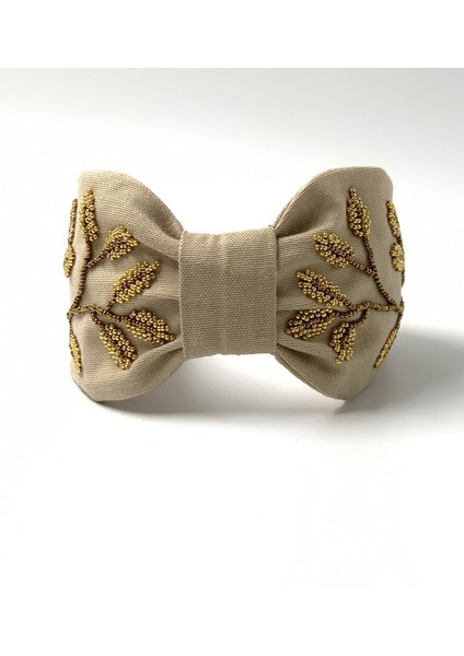 Yapraklıdal Taş ve Boncuk Işlemeli Bej Taç fiyatları