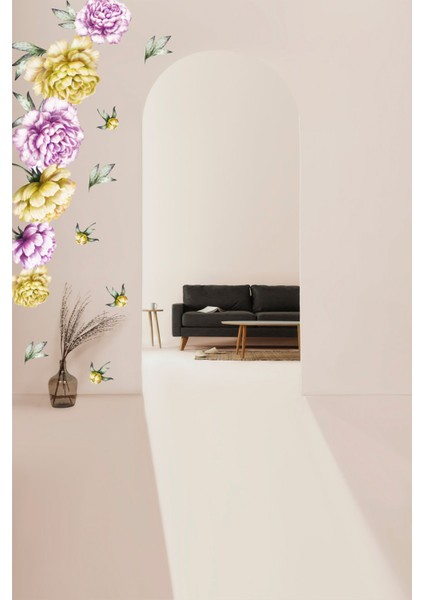 Sarı & Lila Şakayıklar Dekoratif Duvar Stickerı