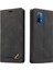 Xiaomi Redmi 9t / 9 Power Için Premium Vintage Pu Deri Kılıf Mat Cüzdan Çevirme Standı Kapağı Siyah (Yurt Dışından) 1