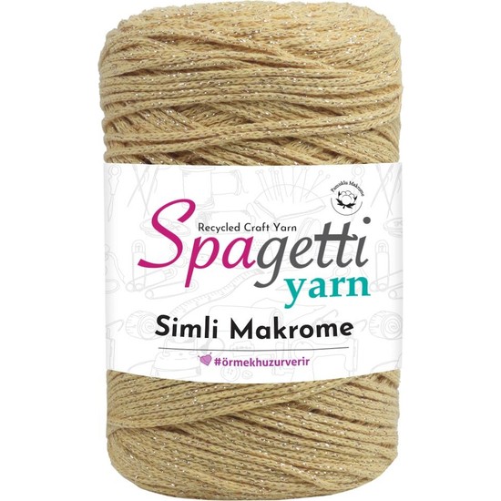 Spagetti Yarn Simli Makrome Soft Sarı (Altın Sim) Fiyatı