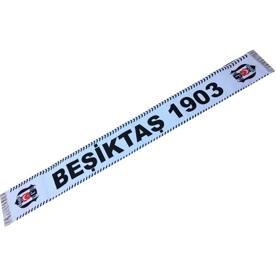Beşiktaş Dokuma Kaşkol Beyaz Atkı