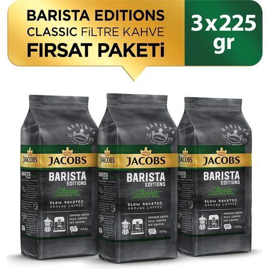 Jacobs Barista Editions Classic Filtre Kahve Fırsat Paketi 225 gr x 3 Adet