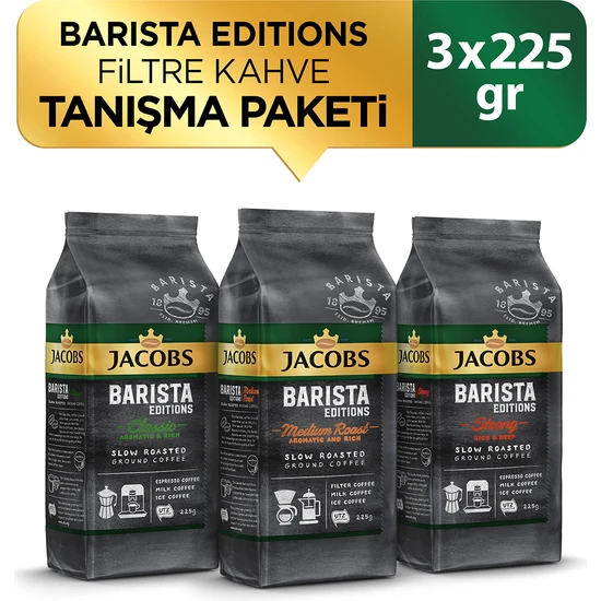 Set Jacobs Barista Editions Filtre Kahve Tanışma Paketi 225 gr x 3 Adet