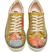 Kadın Vegan Deri Çok Renkli Sneakers - Warner Bros Rock Stars Çakmaktaşlar Tasarım