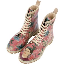 Kadın Vegan Deri Çok Renkli Uzun Bot - Like You Are Magic Frida Kahlo Tasarım