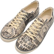Erkek Vegan Deri Bej Sneakers - Warner Bros Daily Prophet Harry Potter Tasarım
