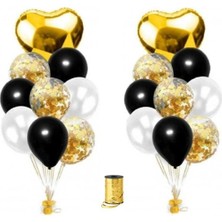 Dipak Gold / Siyah Renk Metalik Balon Seti