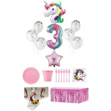 Dipak Unicorn Temalı 3 Yaş Doğum Günü Seti