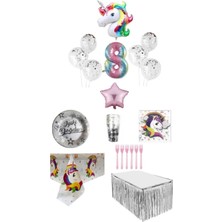 Dipak Unicorn Temalı 8 Yaş Doğum Günü Seti 16 Kişilik