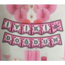 Dipak Pembe Renk Yıldızlı Iyiki Doğdun Yazılı Banner